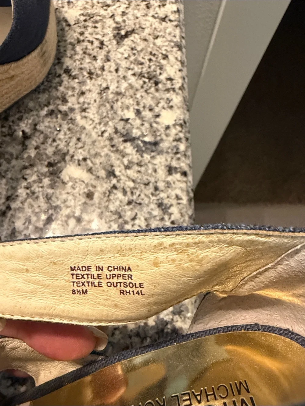 Michael Kors Navy Canvas Zip Wedge Sandals - Worn 1 time for 2 hrs. Hurt my feet